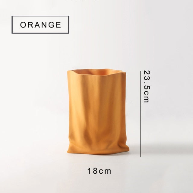 CERAMIC PAPER-BAG STYLE VASE